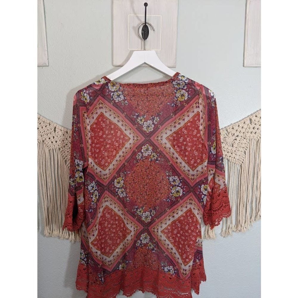 Altar'd State Kimono with 3/4 Lace Sleeves - Picture 2 of 8